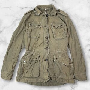 Free People Army Green Not Your Brothers Surplus Cotton Jacket Size XS